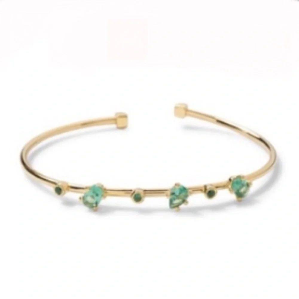ALEXIS BITTAR Set of 3 Asterales Gold Green Blue Nanogem Crystal Cuff Bracelets
